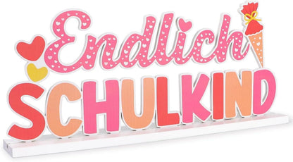 Tischdeko Einschulung Mädchen in Rosa mit Holzschriftzug