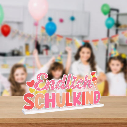 Tischdeko Einschulung Mädchen Rosa Schulanfang Deko Holzschriftzug