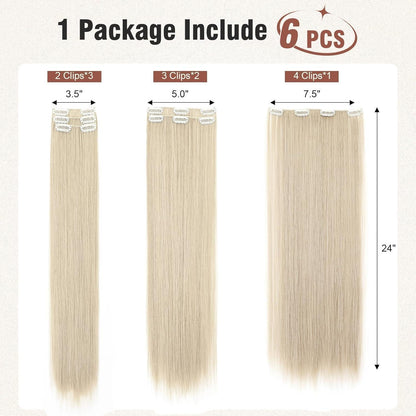 Clip-in Haarverlängerung Platinblond, 61 cm, glatt