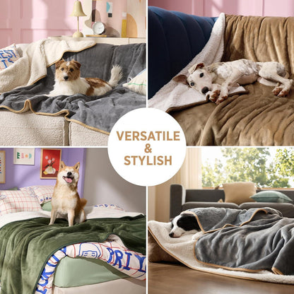 Wasserdichte Hundedecke Sherpa Fleece Olivgrün 80x60cm
