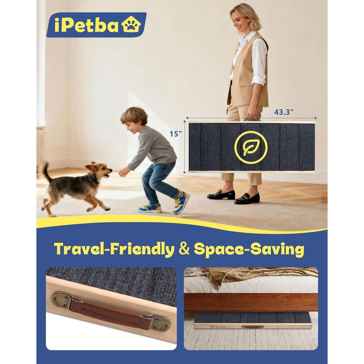 Hunderampe Bett & Sofa – Verstellbar, Anti-Rutsch, Für kleine & mittel Hunde