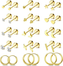 15 Paar Goldene Ohrringe Set für Damen Piercing Ohr Ohrringe Gold