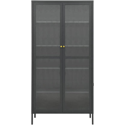 Glasvitrine Anthrazit 90x40x180 cm – Stahl & Verstellbare Böden