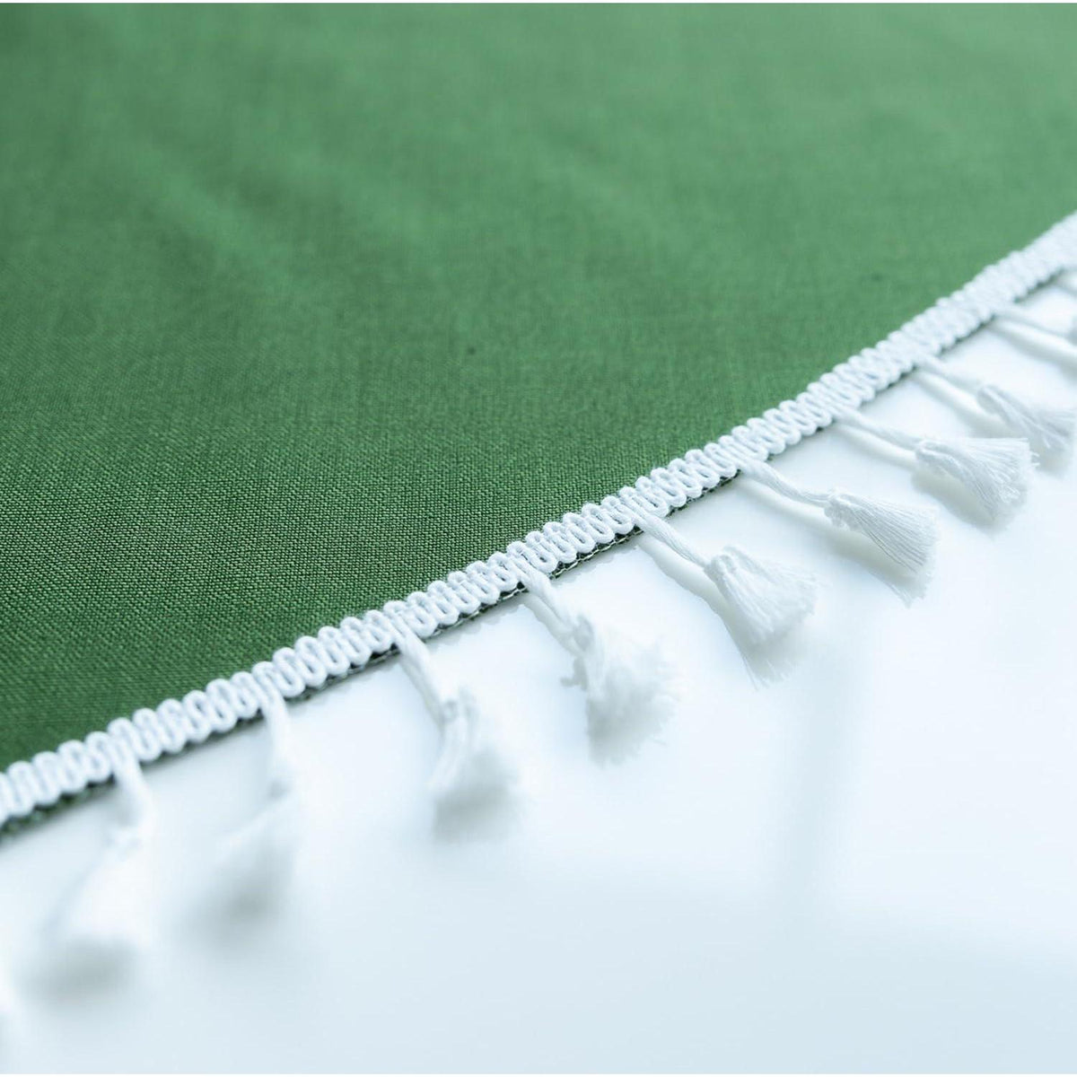 Runde Tischdecke Baumwolle Leinen Dunkelgrün 260 cm (für Tische 180-200 cm)