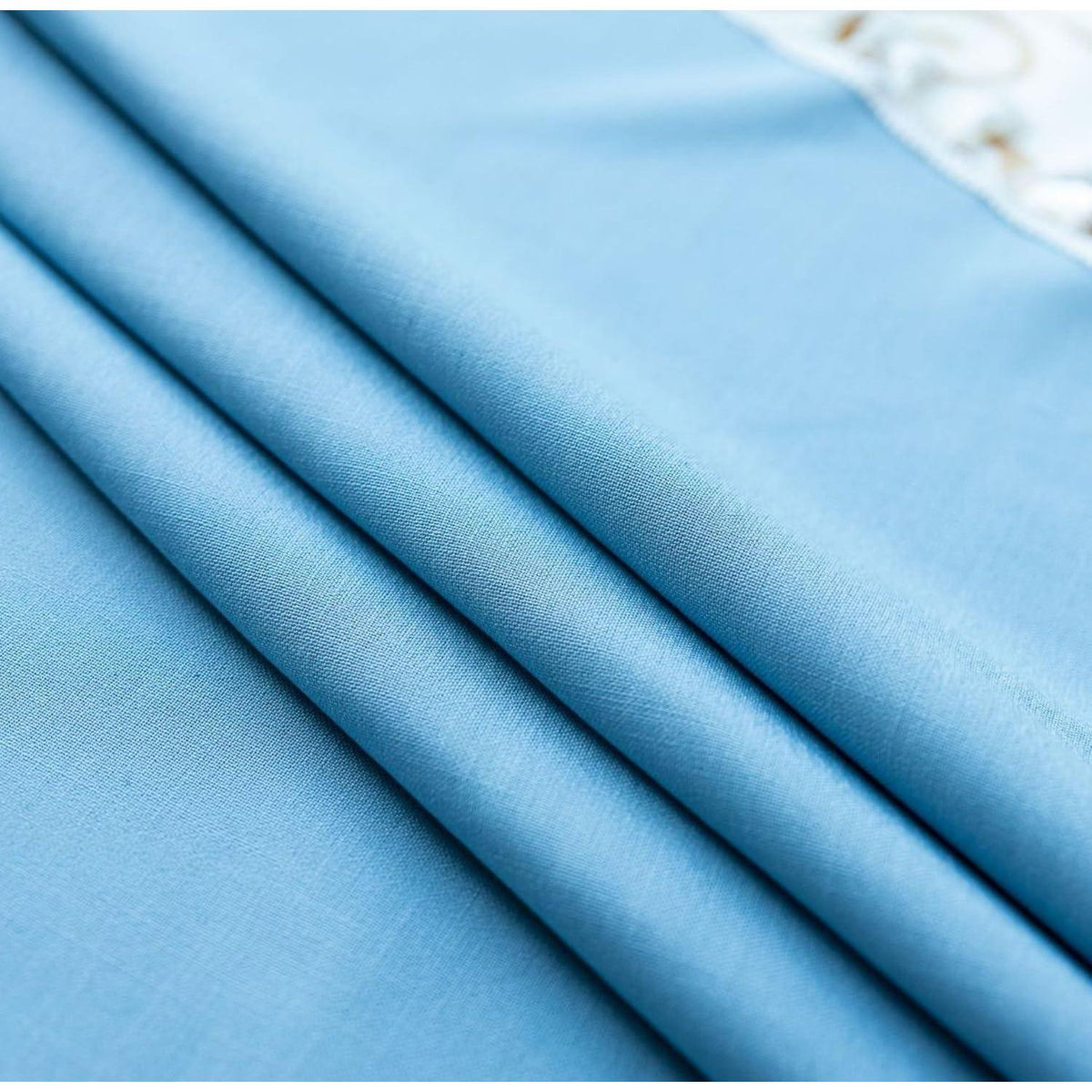 Runde Baumwoll-Leinen Tischdecke mit Fransen, Himmelblau 280 cm