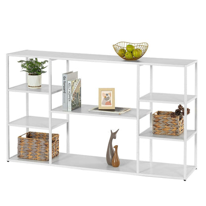 140cm Langer Konsolentisch mit Regalen – Weiß, Modern & Vielseitig