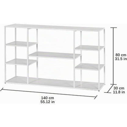 140cm Langer Konsolentisch mit Regalen – Weiß, Modern & Vielseitig