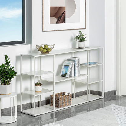 140cm Langer Konsolentisch mit Regalen – Weiß, Modern & Vielseitig