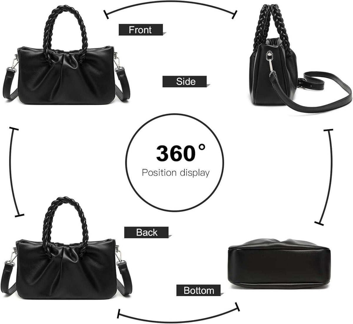 Miss Lulu Damen Umhängetasche Schultertasche PU Leder Henkel