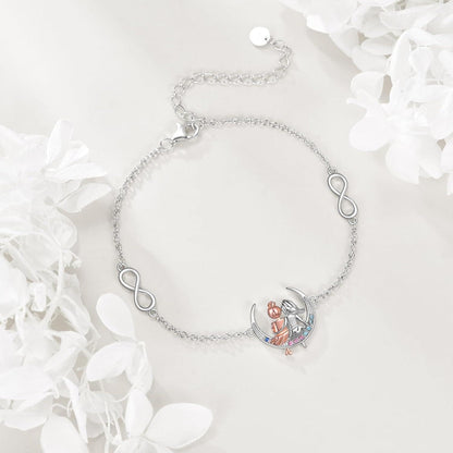 925 Sterling Silber Armband für Schwestern mit Herz und Unendlichkeitszeichen