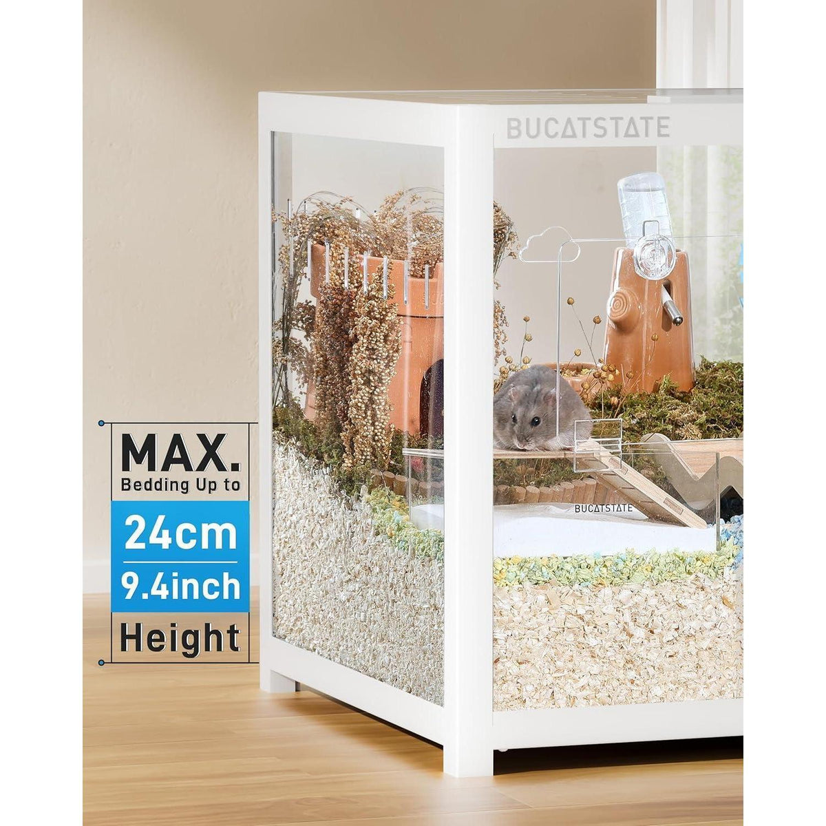 Großer Hamsterkäfig 100cm Weiß stapelbar mit tiefer Einstreuwanne