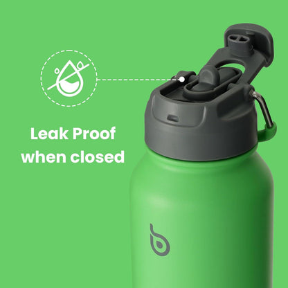 Edelstahl Trinkflasche 1L mit Strohhalm Thermoskanne Sport Auslaufsicher Isolierflasche