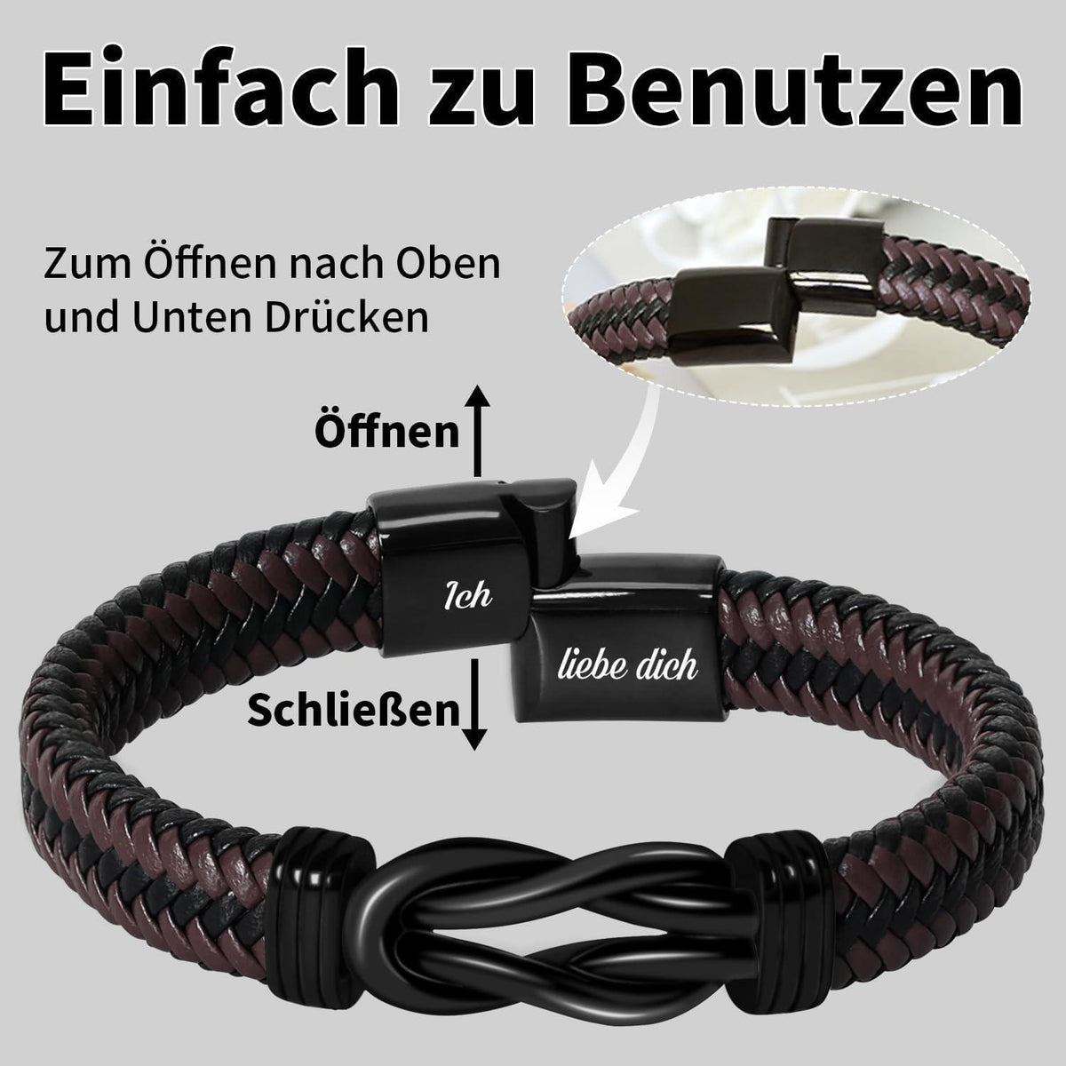 Armband "Ich Liebe Dich" - Geschenk für Sohn in Lederoptik