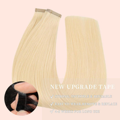 Echthaar Tape Extensions Hellblond 55cm (22 Zoll)