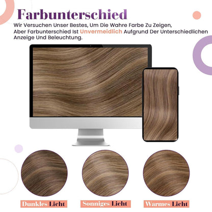 Echthaar Clip in Extensions Ombre Braun 55cm