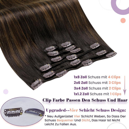 Clip-In Echthaarverlängerung Braun 55cm - 135g