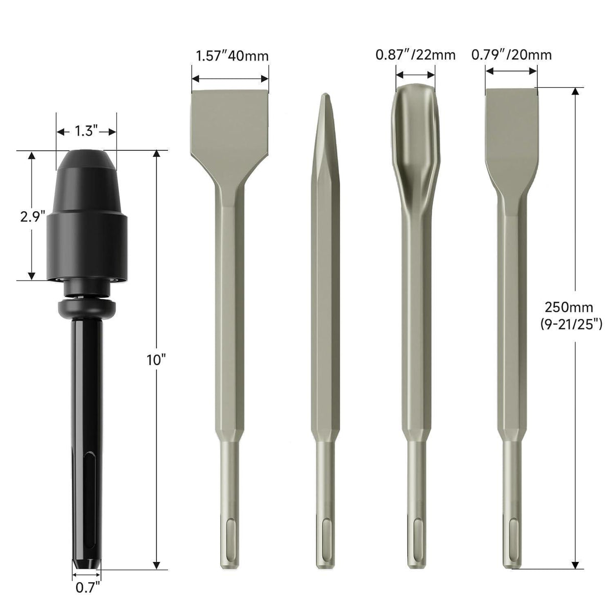 Bohrhammer-Bohrer- und Meißelset 27-teilig mit SDS-Plus Adapter
