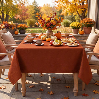 Herbst Tischdecke Jacquard, Rostrot, Rechteckig, Wasserabweisend