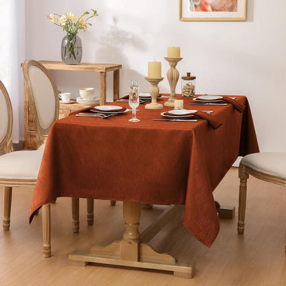 Herbst Tischdecke Jacquard, Rostrot, Rechteckig, Wasserabweisend