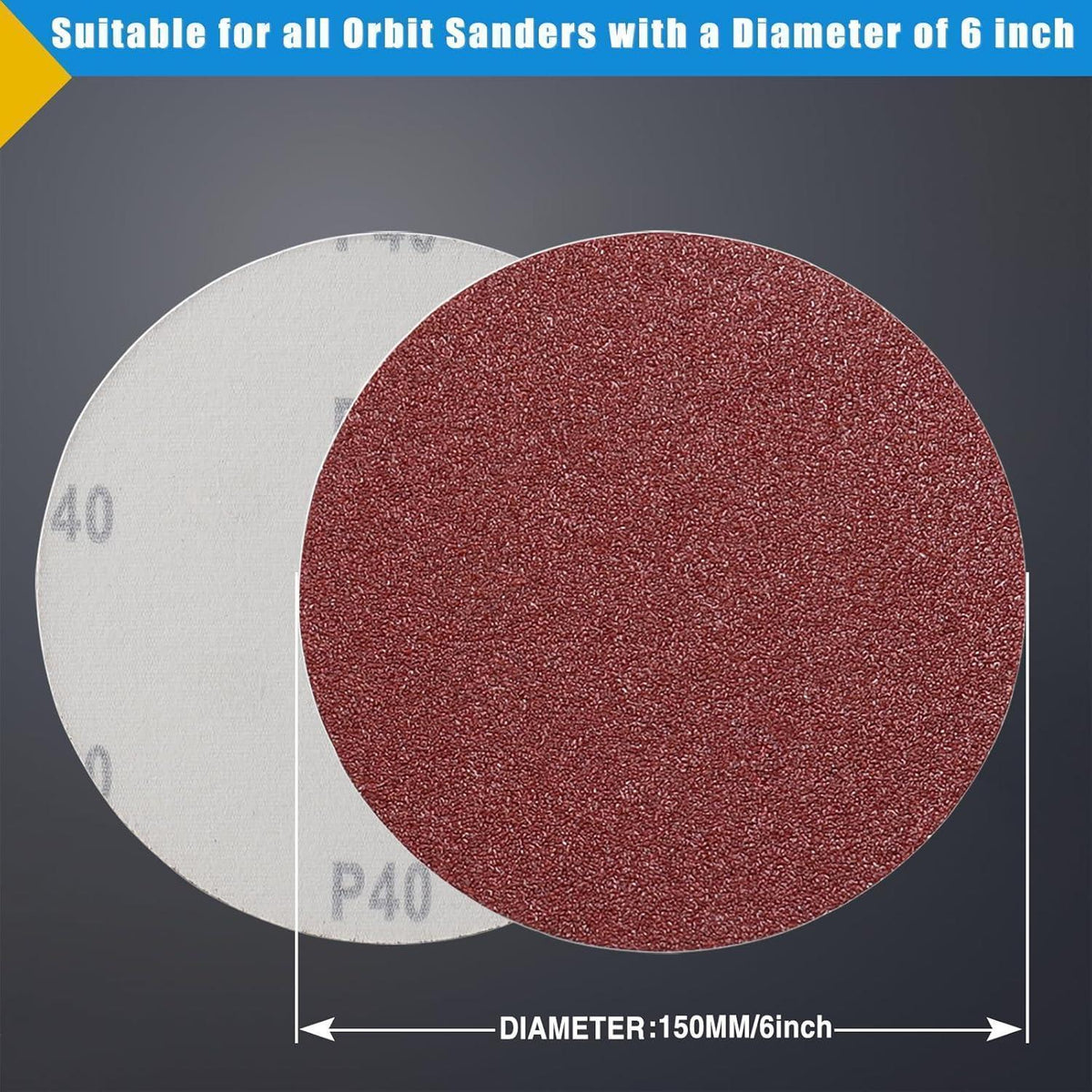 Schleifpapier 150mm Klett 120 Körnung 50 Stück für Exzenterschleifer