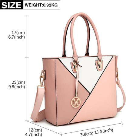 Miss Lulu Damen Handtasche Schultertasche Shopper V-förmiges