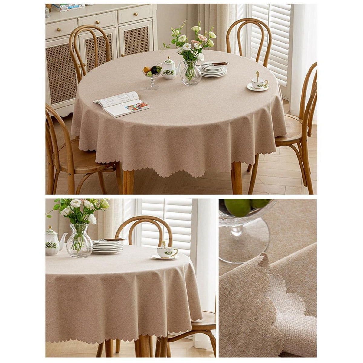 Runde Tischdecke wasserdicht, Bellbraun 280 cm, Fleckabweisend
