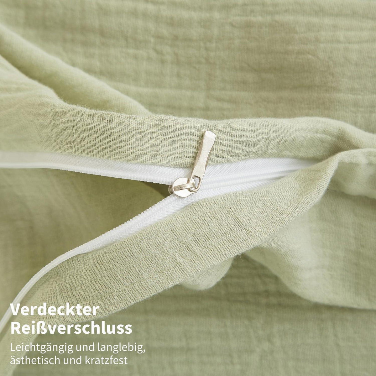 Doppelte Muslin Bettwäsche 200x220 Grün – Weiche Baumwolle Bettwäsche Set