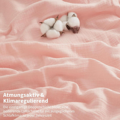 Doppelte Muslin Bettwäsche Rosa 200x220 - Weich & Atmungsaktiv
