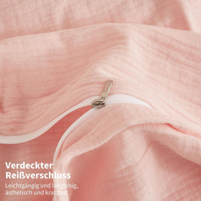 Doppelte Muslin Bettwäsche Rosa 200x220 - Weich & Atmungsaktiv