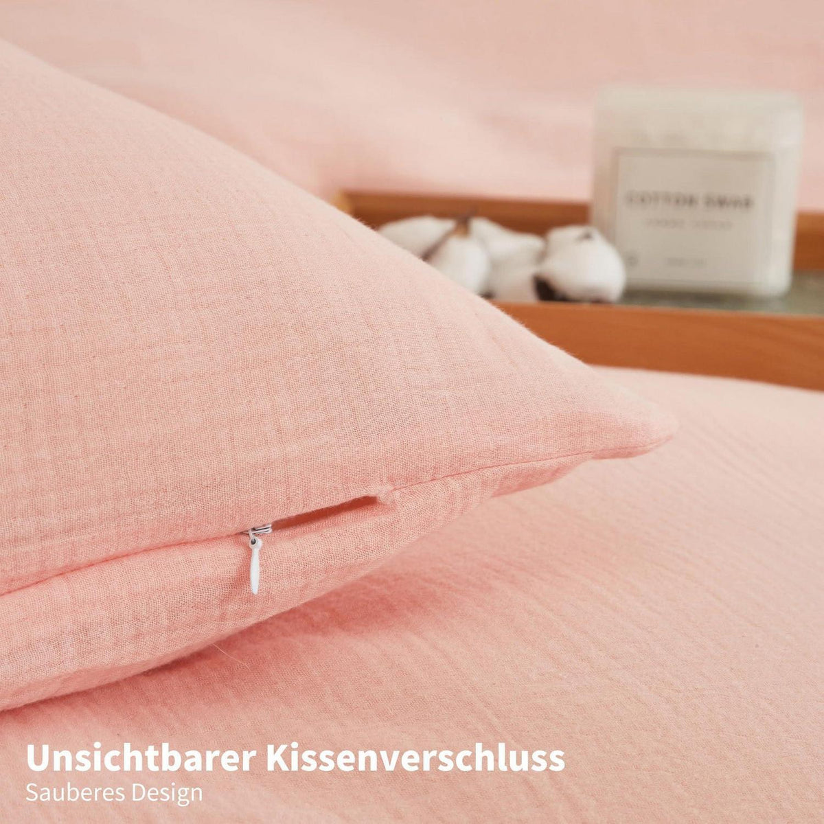 Doppelte Muslin Bettwäsche Rosa 200x220 - Weich & Atmungsaktiv