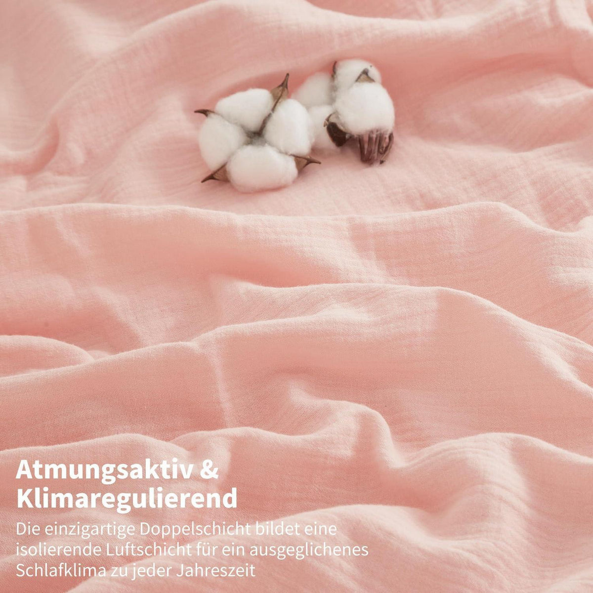 Doppelte Muslin Bettwäsche Rosa 155x220 cm - 3-teilig