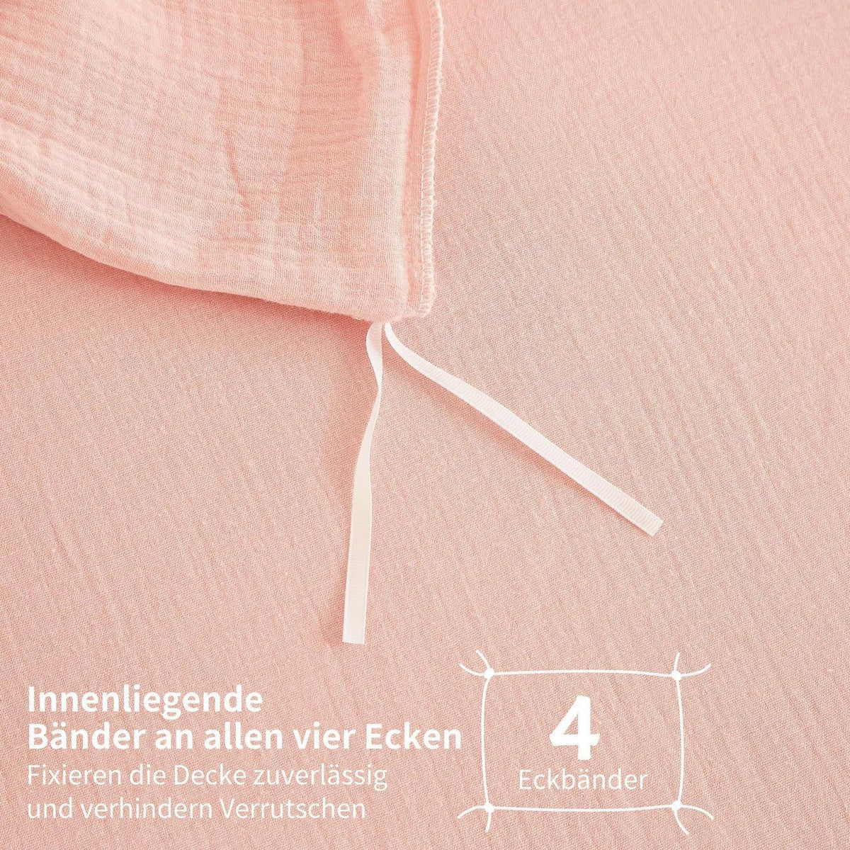 Doppelte Muslin Bettwäsche Rosa 155x220 cm - 3-teilig