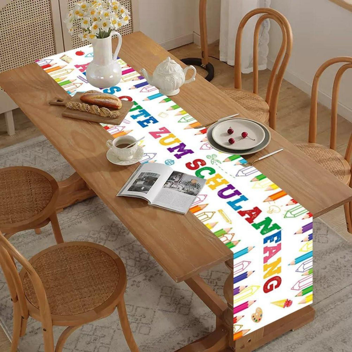 Einschulung Tischläufer Schulanfang Deko Schulstart Party Mädchen Junge 180x35cm