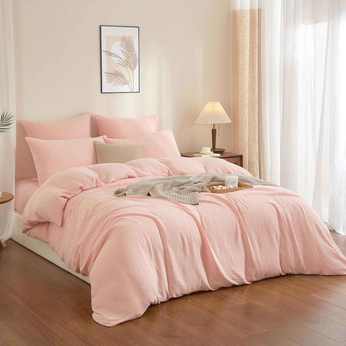 Doppelte Muslin Bettwäsche 200x200 Rosa – Weich & Atmungsaktiv