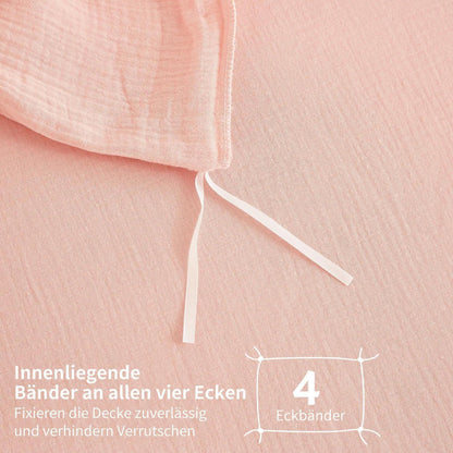 Doppelte Muslin Bettwäsche 200x200 Rosa – Weich & Atmungsaktiv
