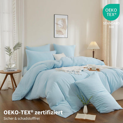 Doppelte Muslin Bettwäsche 200x200 Blau – Weich & Atmungsaktiv