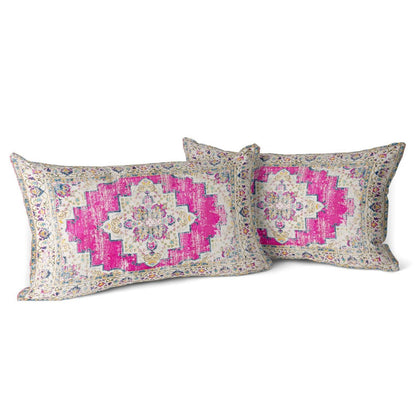 Boho Kissenbezüge 2er Set Magenta – Vintage Design 30x50 cm