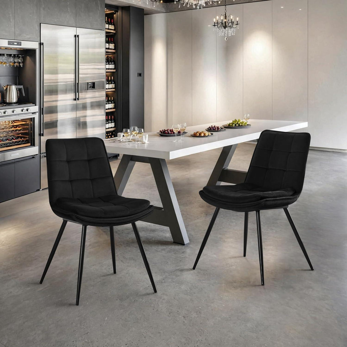 Samt Esszimmerstühle 2er Set – Gepolstert & Modern