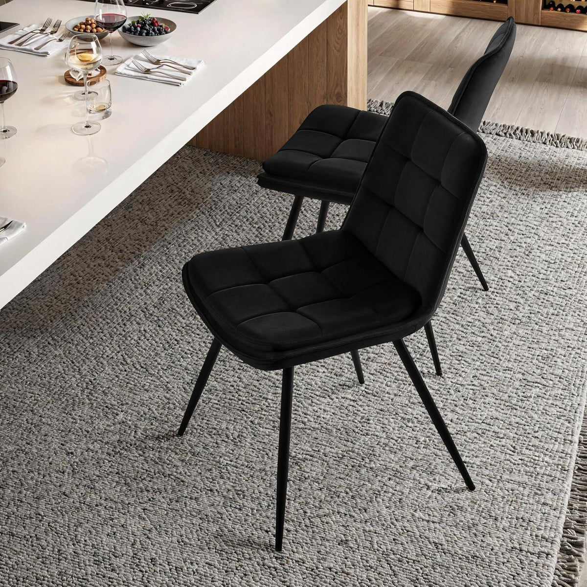 Samt Esszimmerstühle 2er Set – Gepolstert & Modern