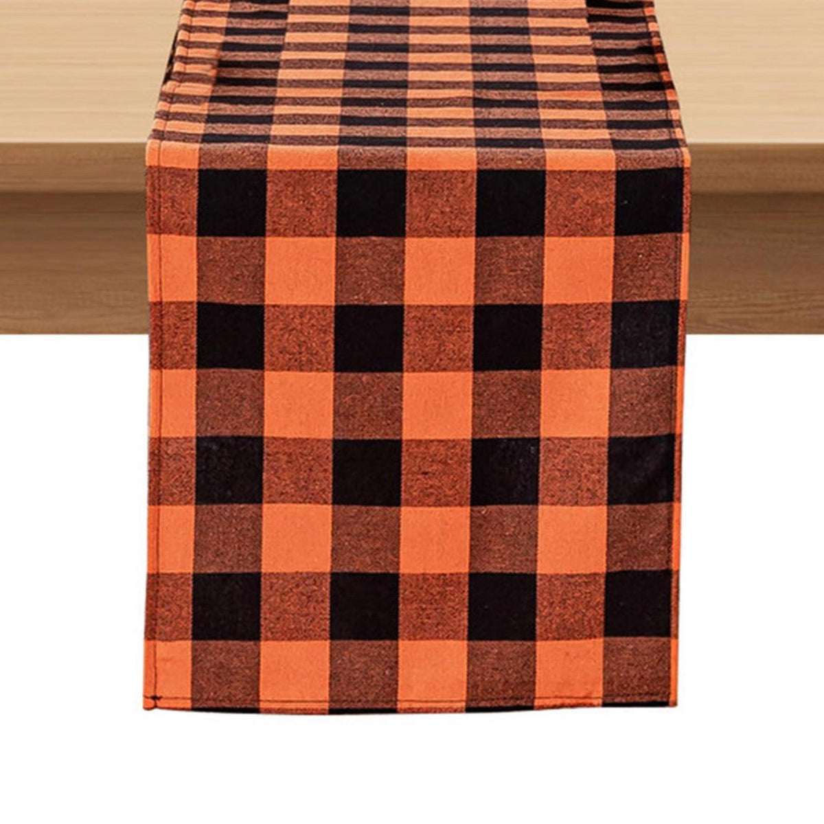 Orange karierter Halloween Tischläufer 33 x 274 cm