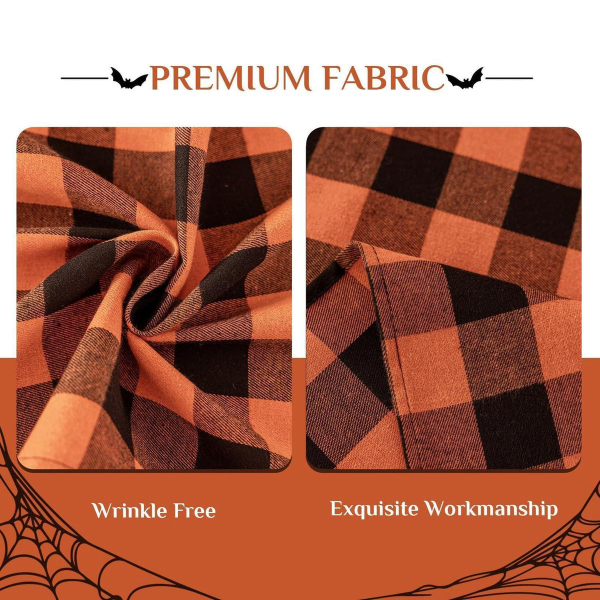 Orange karierter Halloween Tischläufer 33 x 274 cm
