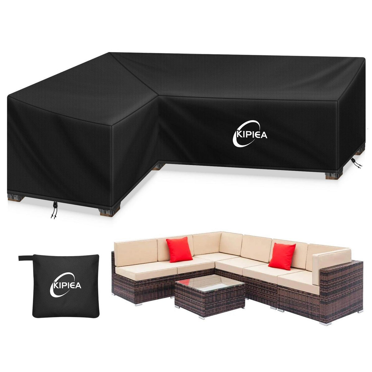 Loungemöbel Abdeckung L-Form Wasserdicht & Winterfest 200x250x85cm