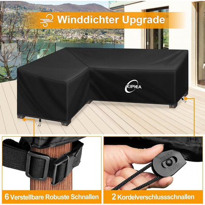 Loungemöbel Abdeckung L-Form Wasserdicht & Winterfest 200x250x85cm