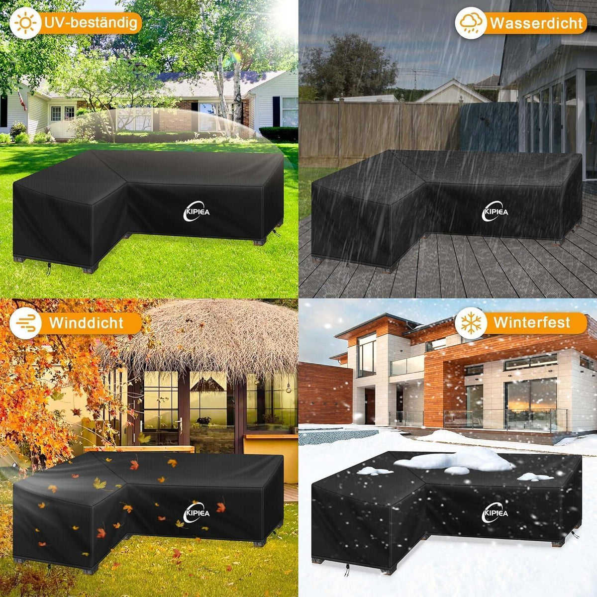 Loungemöbel Abdeckung L-Form Wasserdicht & Winterfest 200x250x85cm