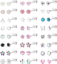 24 Paar Hypoallergene Ohrringe Zirkonia Opal Set