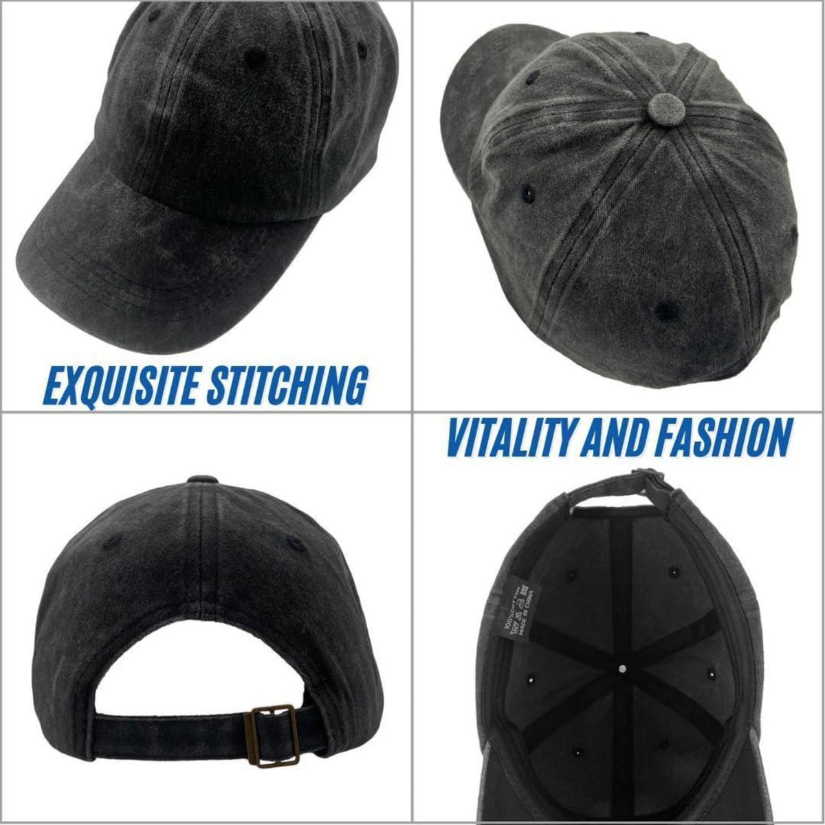 Vorgewaschene Baseball Cap – Dunkelblau, Einstellbar & Atmungsaktiv