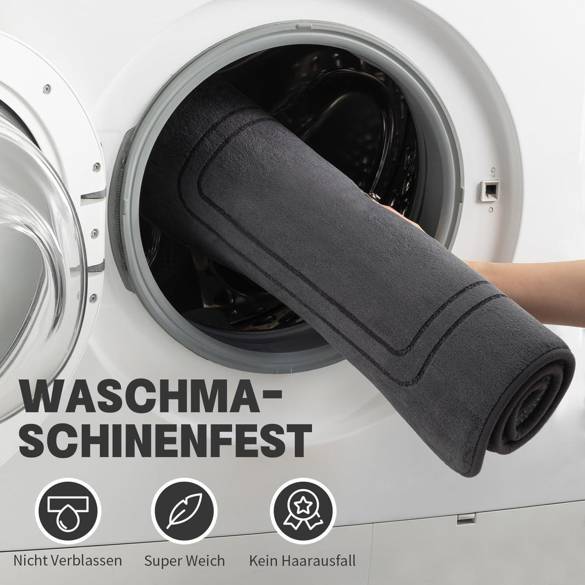 5-teiliges Badezimmerteppich Set Dunkelgrau – Weich & Rutschfest