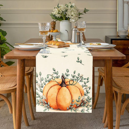 Herbst Tischläufer Kürbis Design 40x180cm Leinen