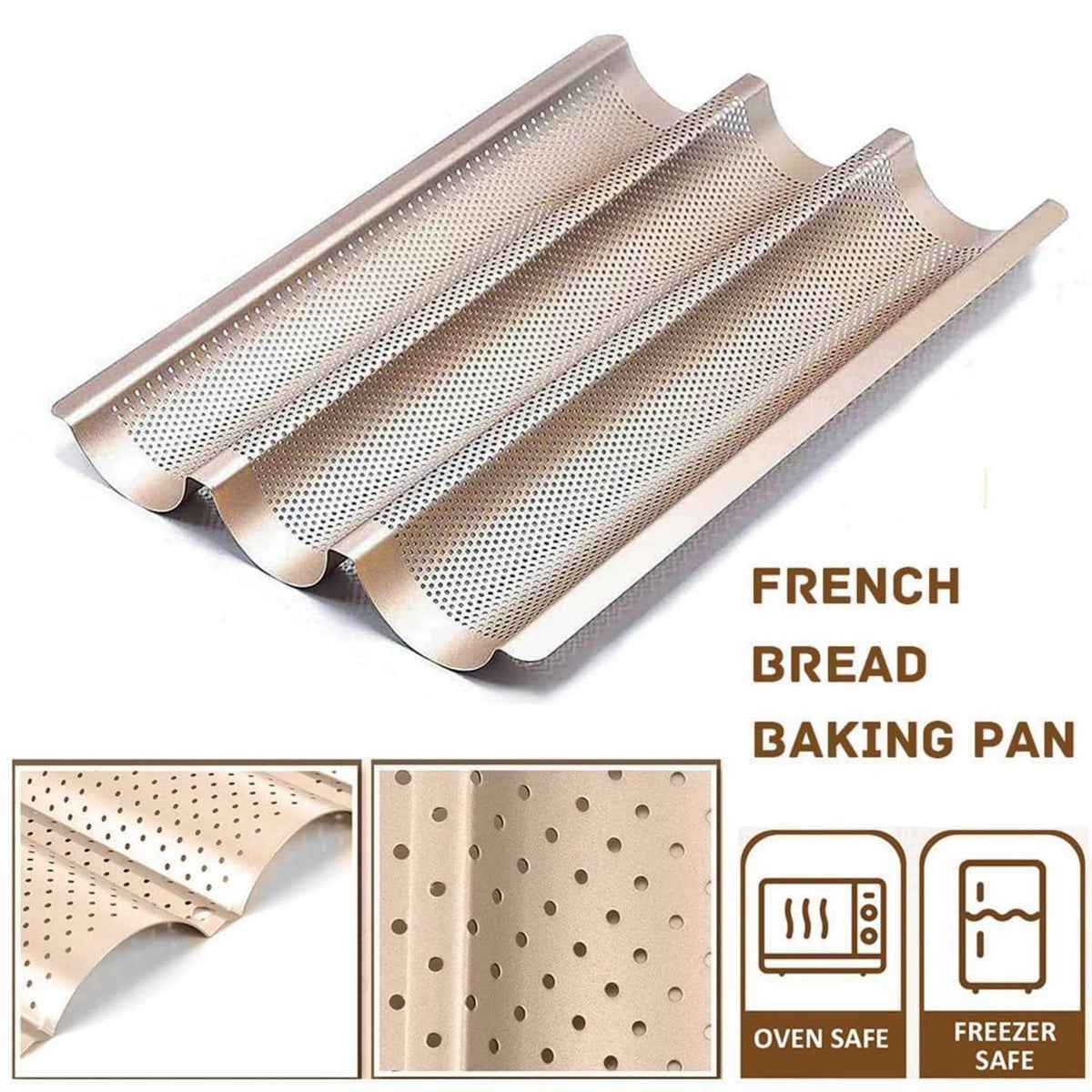 Baguette Backform Stahl – 3 Baguettes, Antihaftbeschichtet