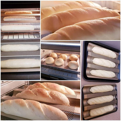 Baguette Backform Stahl – 3 Baguettes, Antihaftbeschichtet
